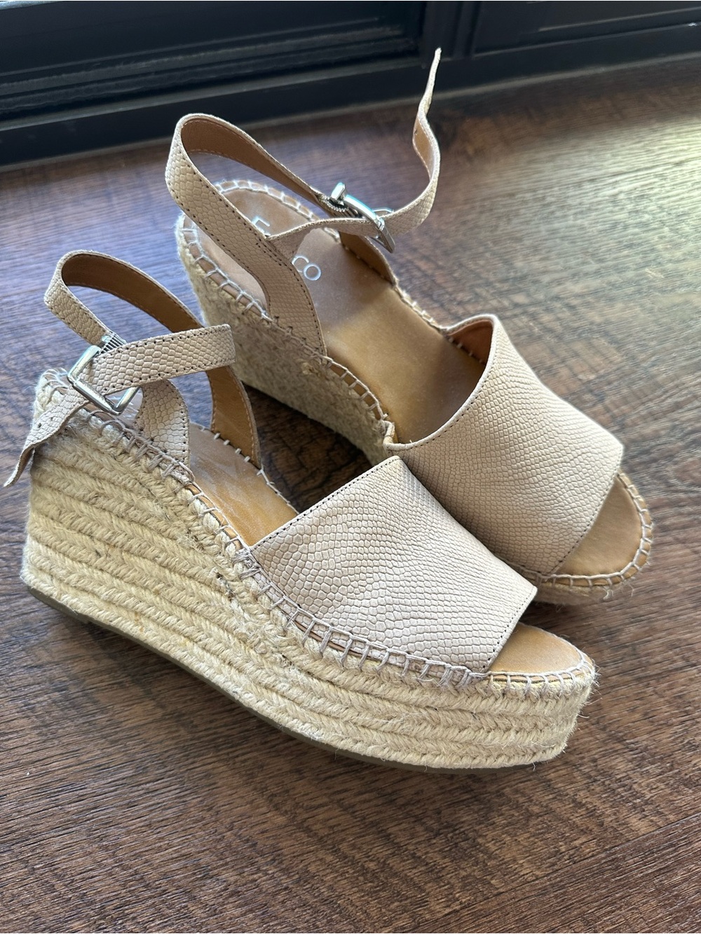 Franco Sarto Neutral Tan Espadrille Wedges